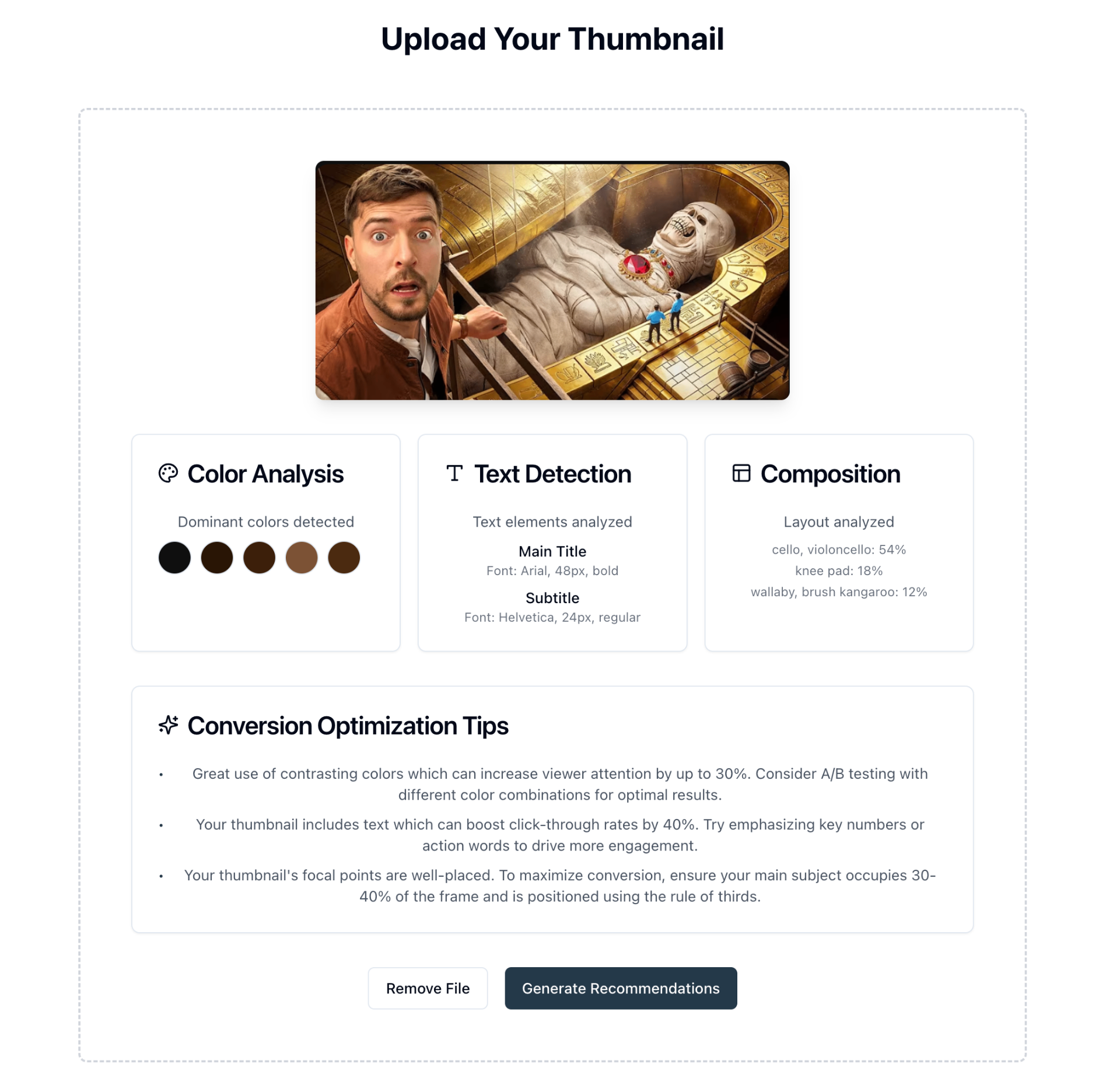 Thumbnail Analysis Interface